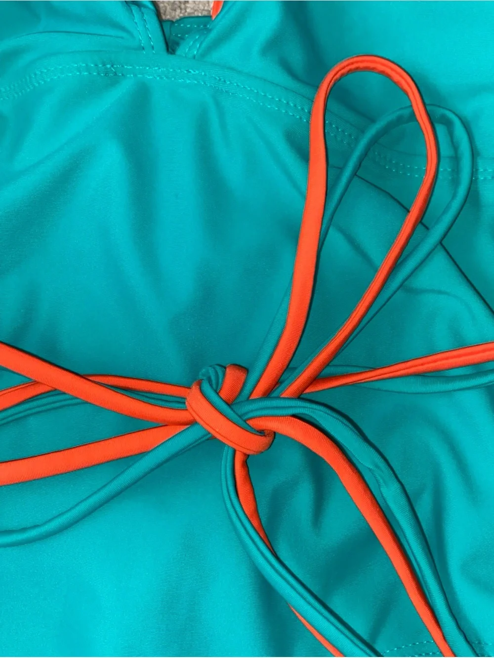 Vigoss Size Large One Piece Swimsuit Green Plunge Neckline Orange Accents‎ NWT